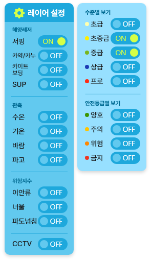 기상정보 설정 레이어